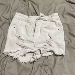 WOMENS White Ripped Denim Shorts PETITE XXS